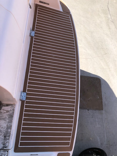 Teak with White Caulking Marine Decking