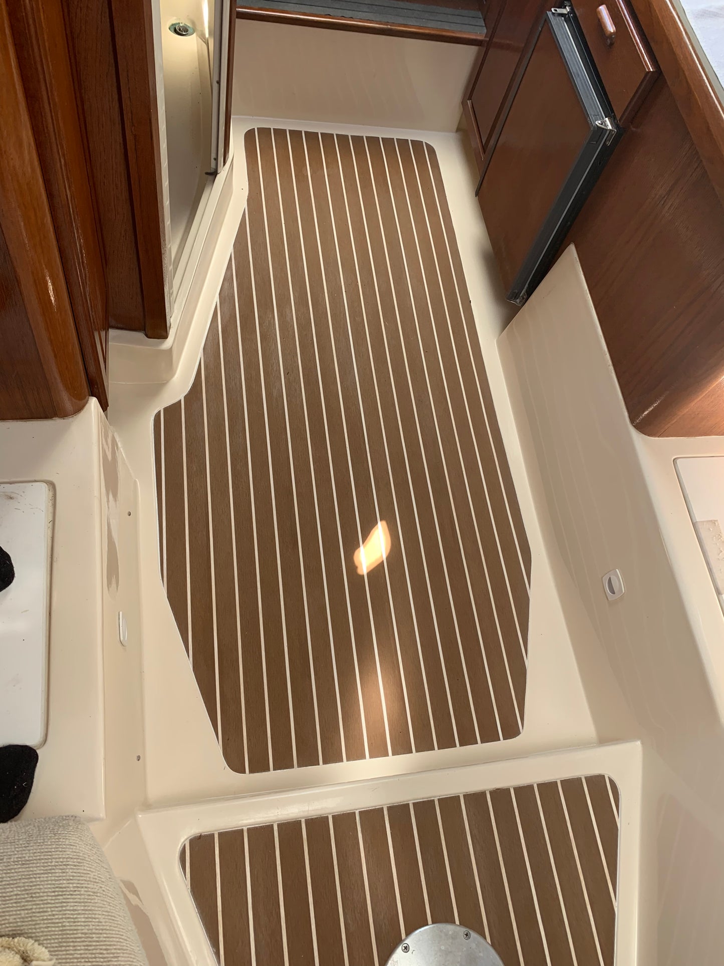 Teak with White Caulking Marine Decking