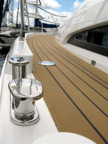 Teak with Black Caulking Marine Decking